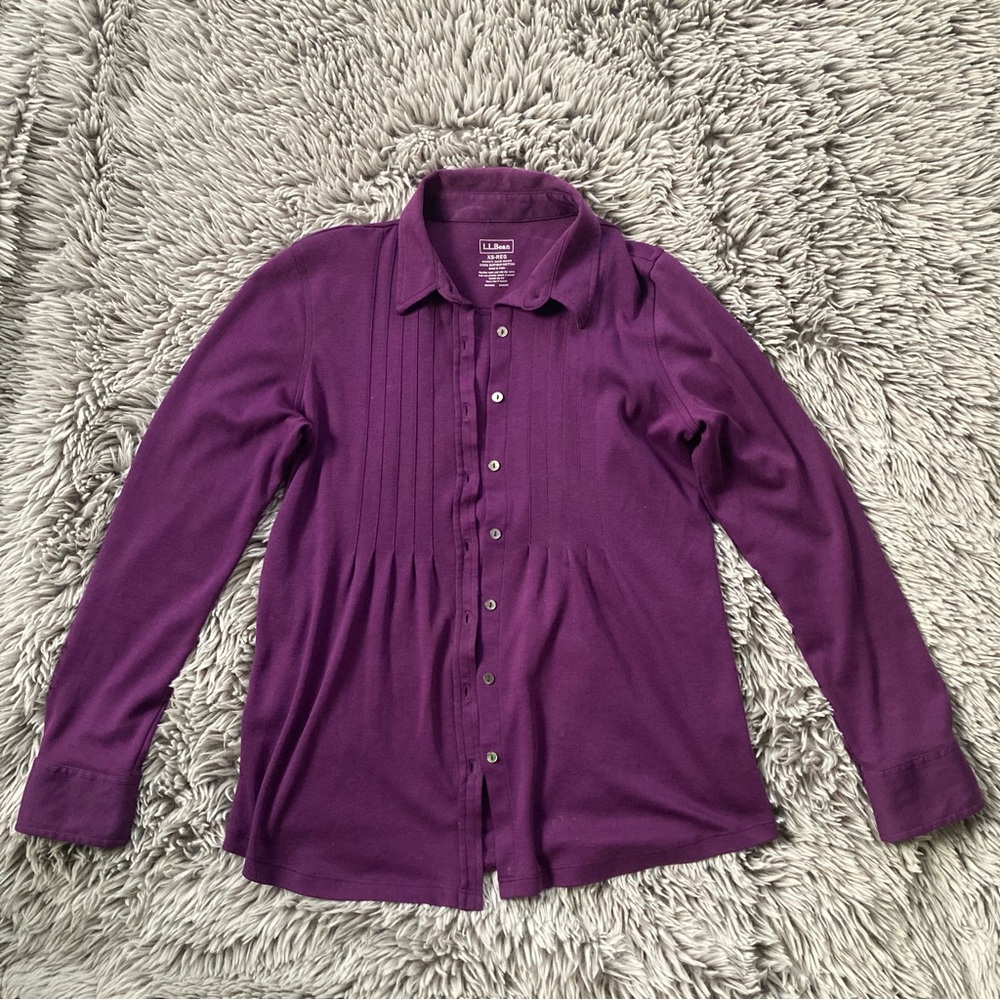 LL. Bean-XS-Supima- Women's Purple Button-Up Top Cotton